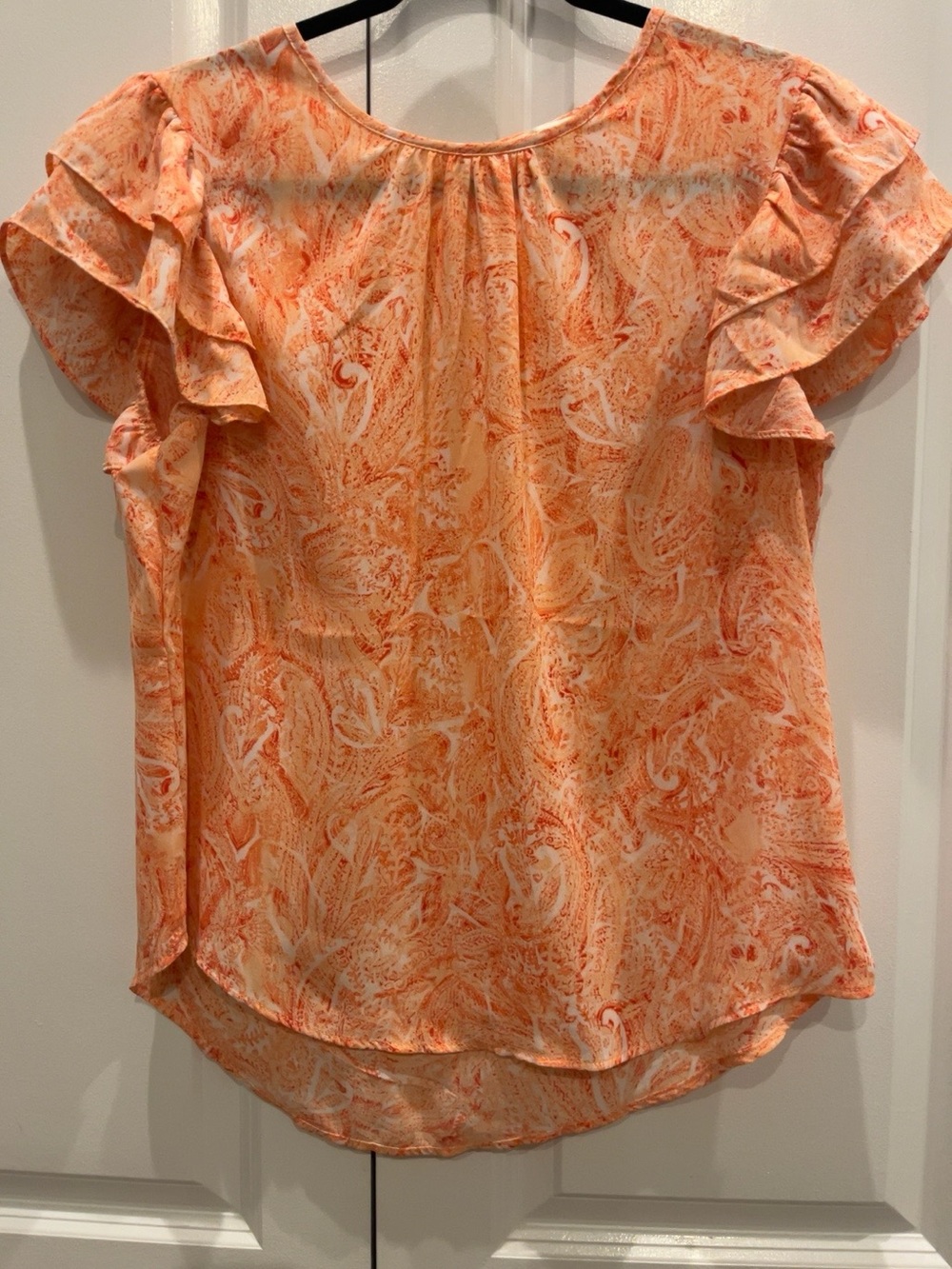 Cooper & Ella Coral Paisley Ruffle Sleeve Blouse Size M